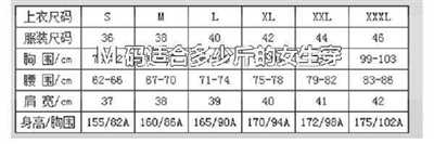 M 码适合多少斤的女生穿